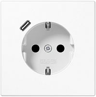 Розетка с заземлением +1хUSB тип C без рамки Jung LS990 1-м. белый картинка